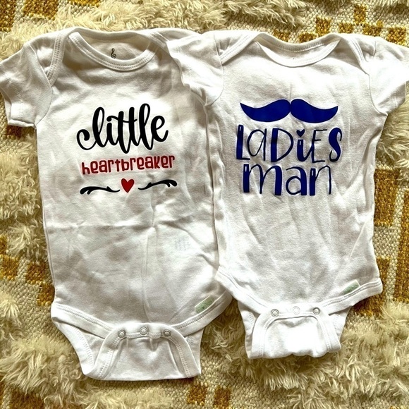 Other - Homemade onesie bodysuits for baby boy. Ladies man and heartbreaker.